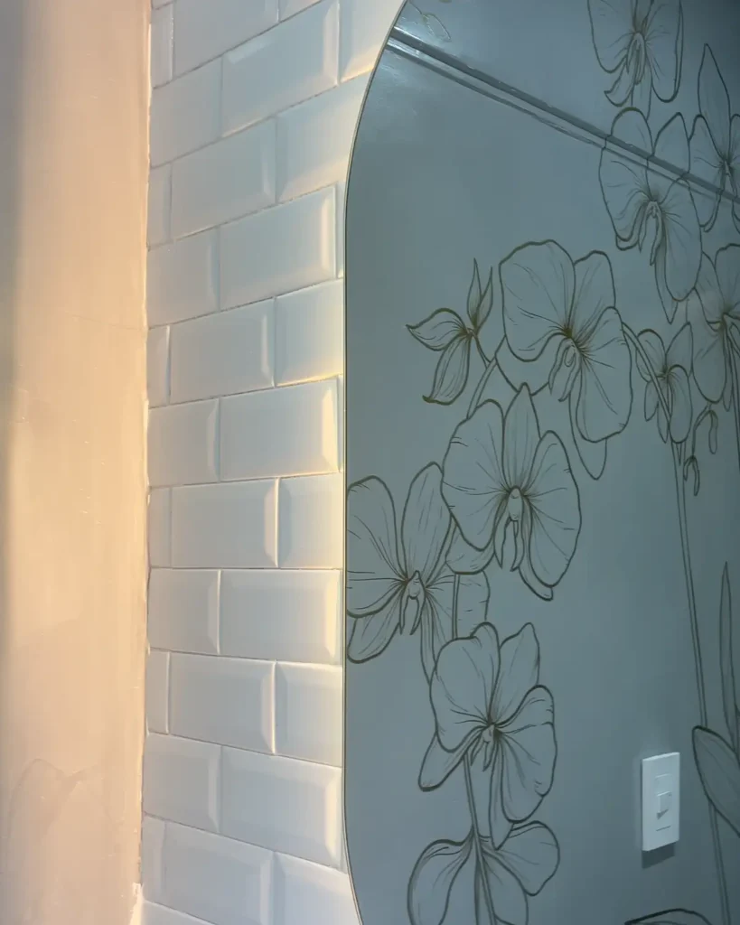 Murales para locales comerciales line art oro Joyeria Ricciardi