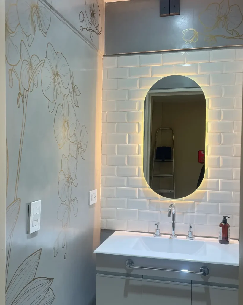 Murales para locales comerciales line art oro Joyeria Ricciardi