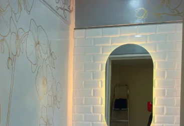 Murales para locales comerciales line art oro Joyeria Ricciardi