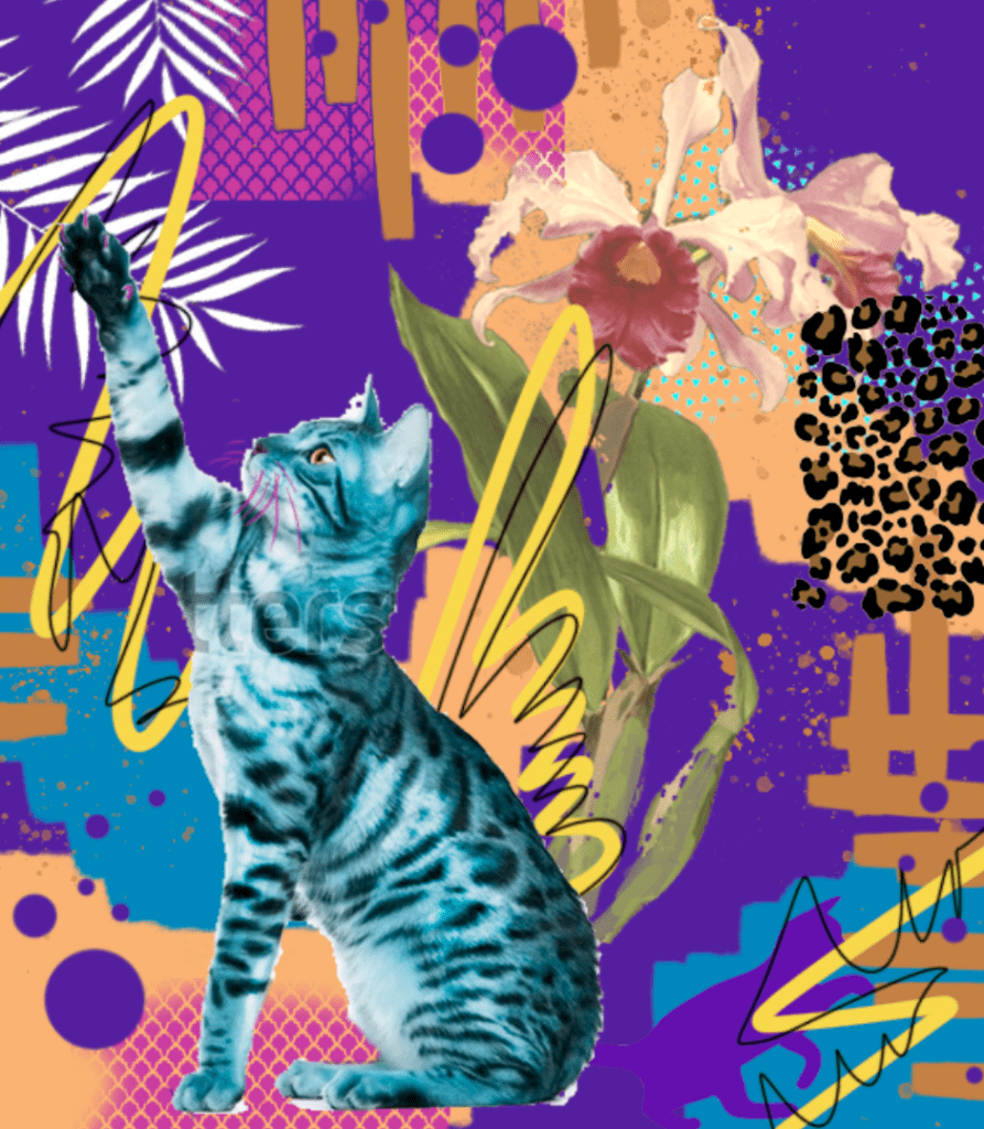 boceto de diseño de mural estilo collage personalizado